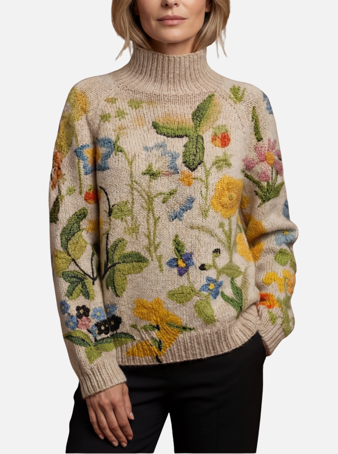 Ceanmhainn - Creamblossom Highneck Jumper | Elina Dublin