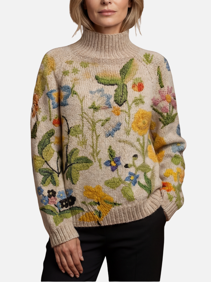 Ceanmhainn - Creamblossom Highneck Jumper | Elina Dublin