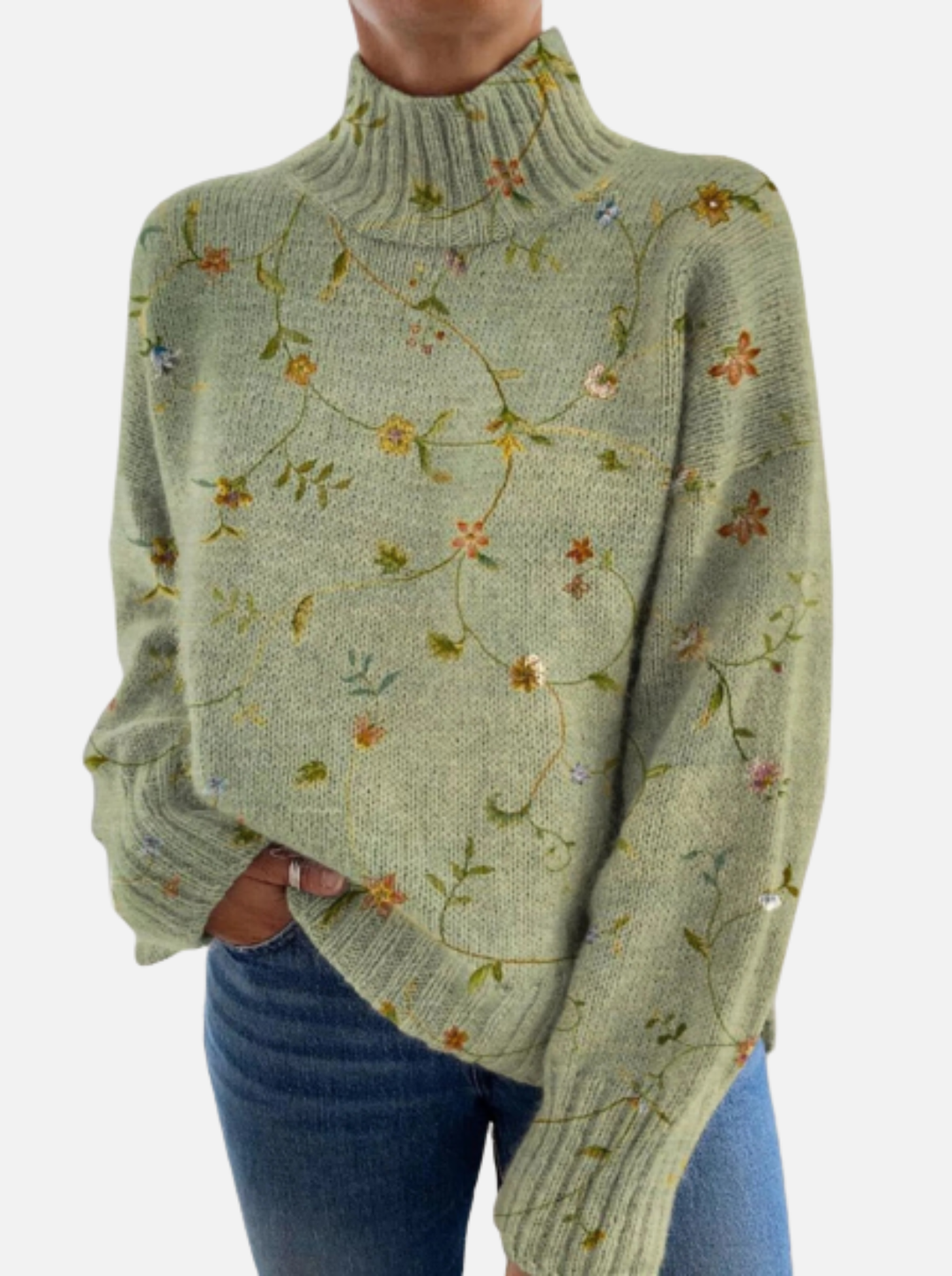 Ceathriasc - Green Highneck Jumper | Elina Dublin