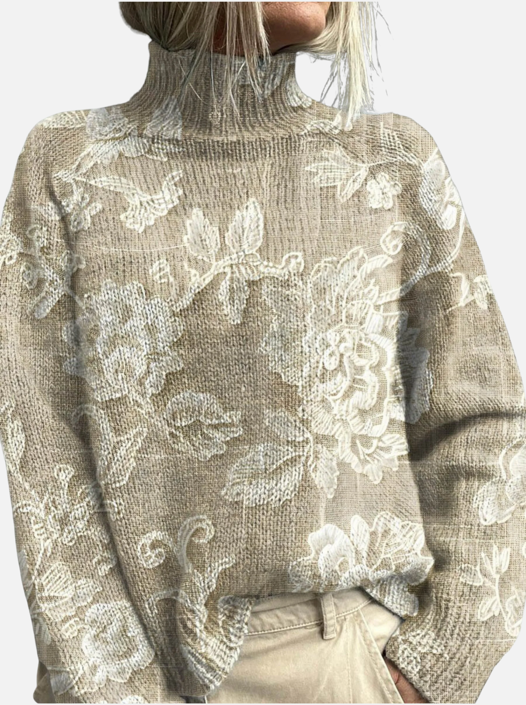 Aoibhscolb - Beige Highneck Jumper | Elina Dublin