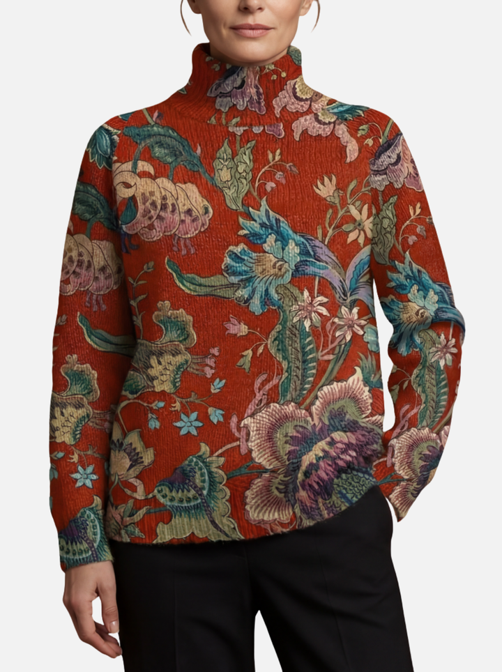 Ceathmhainn - Terracotta Floral Jumper | Elina Dublin