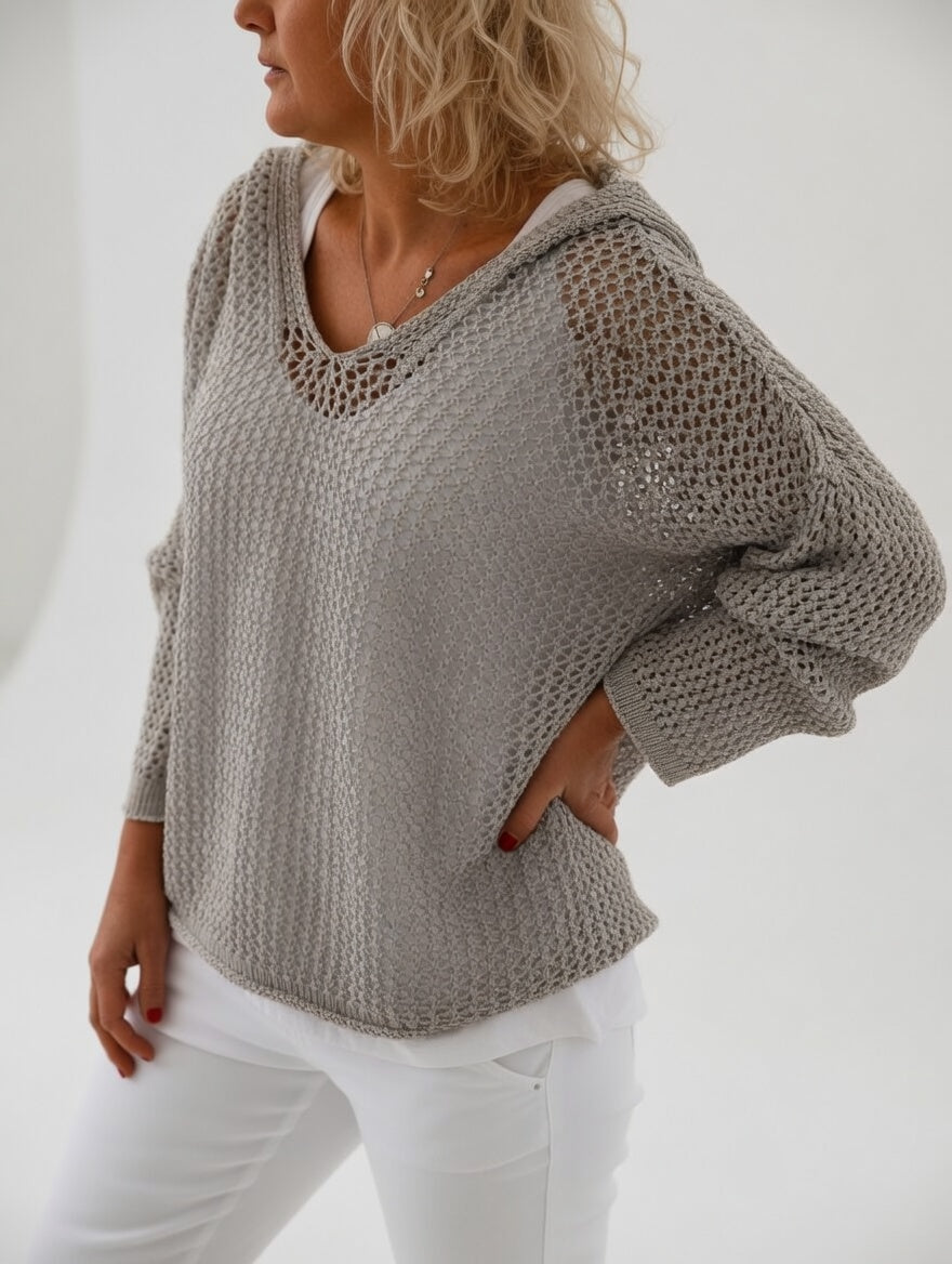 Évarielle™ — Open-Knit Sweater with Relaxed Collar | Elina Dublin