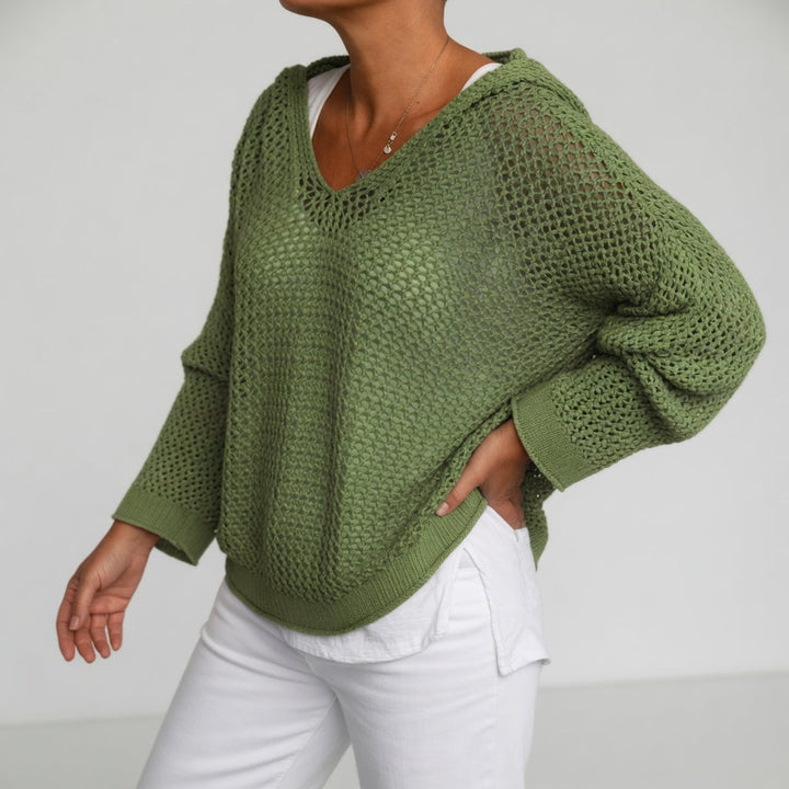 Évarielle™ — Open-Knit Sweater with Relaxed Collar | Elina Dublin