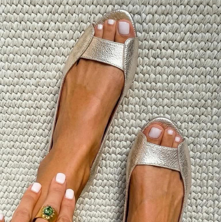 Fionnuala - Chic Comfort Gold Sandals | Elina Dublin