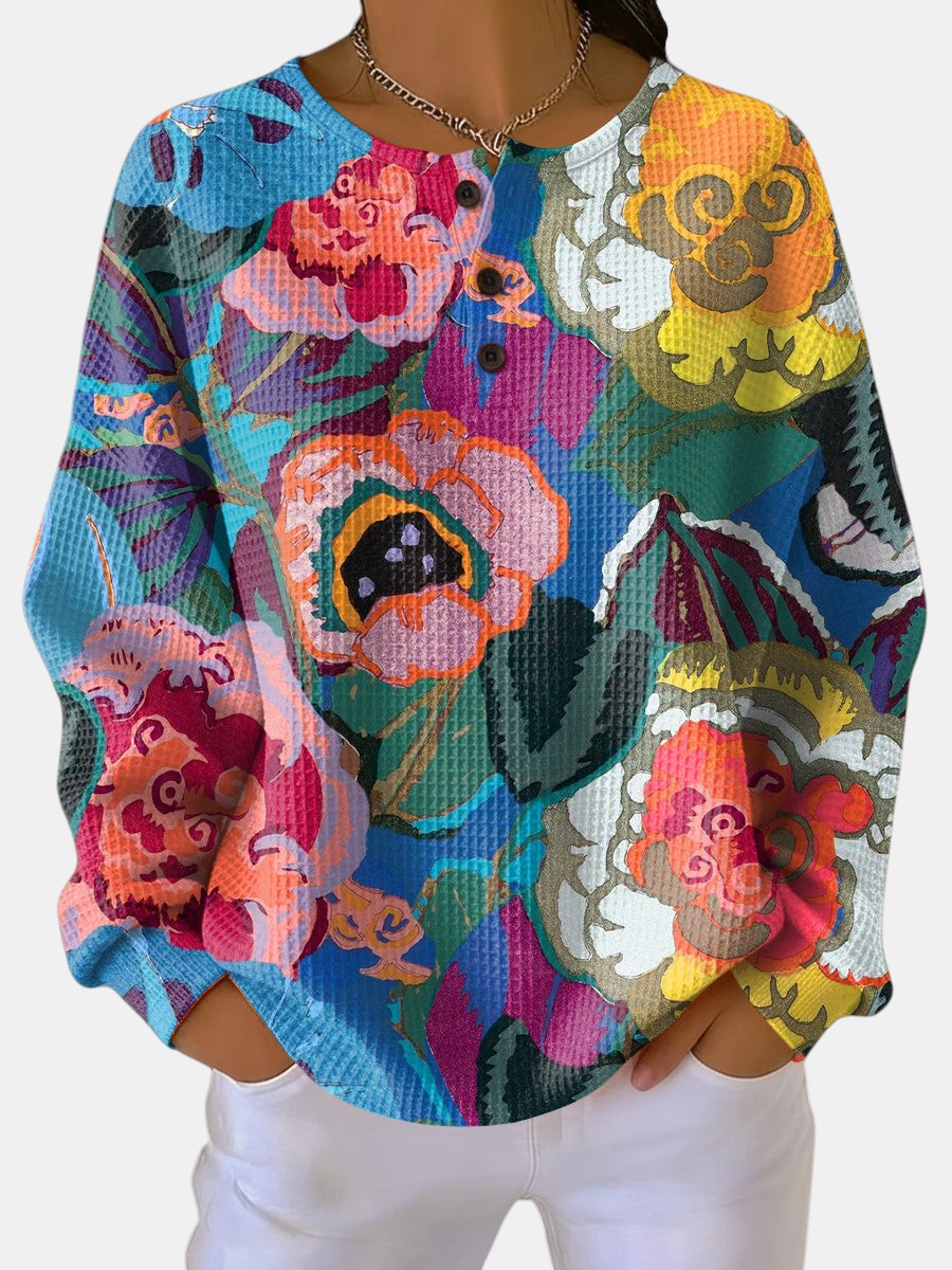 Ida - Sweater with Large Colourful Flowers | Elina Dublin