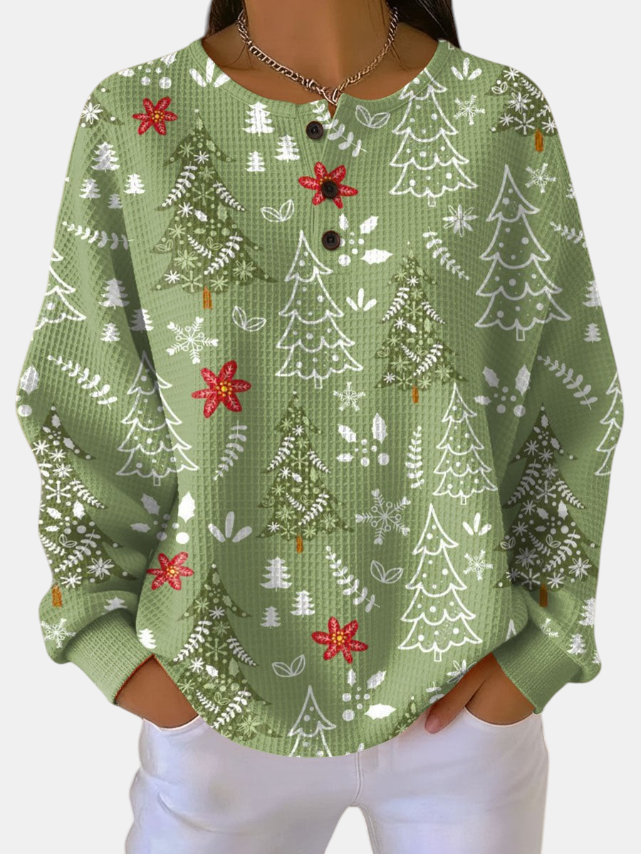 Ingrid - Christmas Tree Print Sweater | Elina Dublin