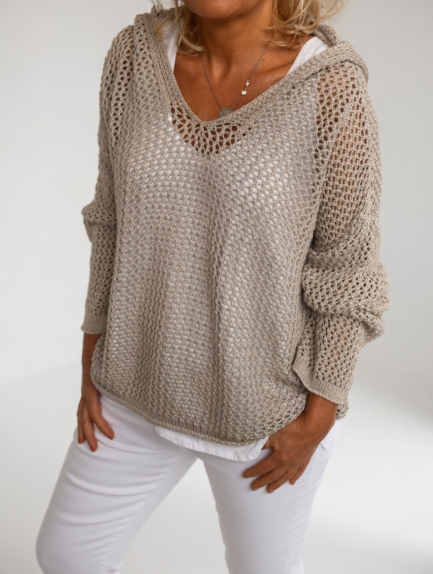 Évarielle™ — Open-Knit Sweater with Relaxed Collar | Elina Dublin
