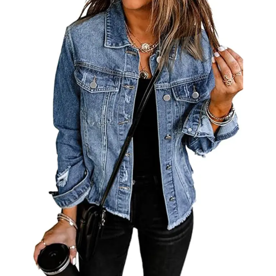 DENIM™ – Distressed Boyfriend Denim Jacket | Elina Dublin