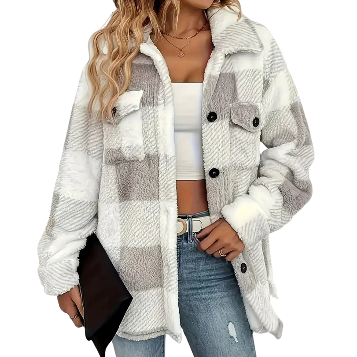 HALCYON™ – Cozy Plaid Fuzzy Button Coat Jacket | Elina Dublin