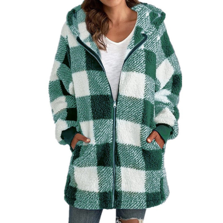 ARABELLA™ - Plaid Fleece Long Sleeve Hooded Coat | Elina Dublin