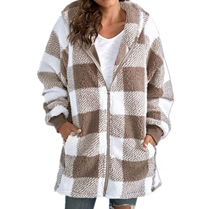 ARABELLA™ - Plaid Fleece Long Sleeve Hooded Coat | Elina Dublin