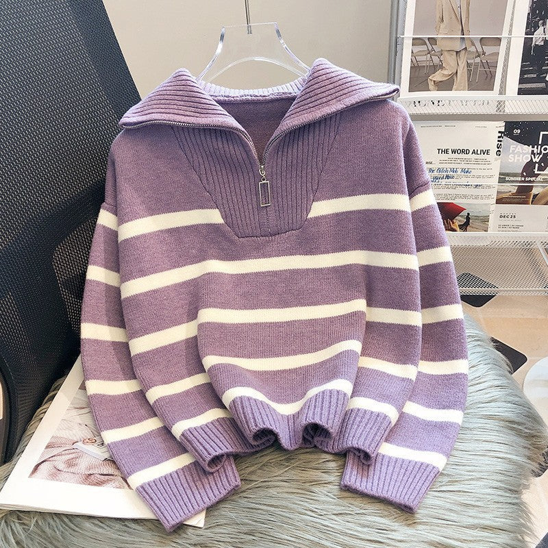 Ceathghleann - Striped Collar Sweater | Elina Dublin
