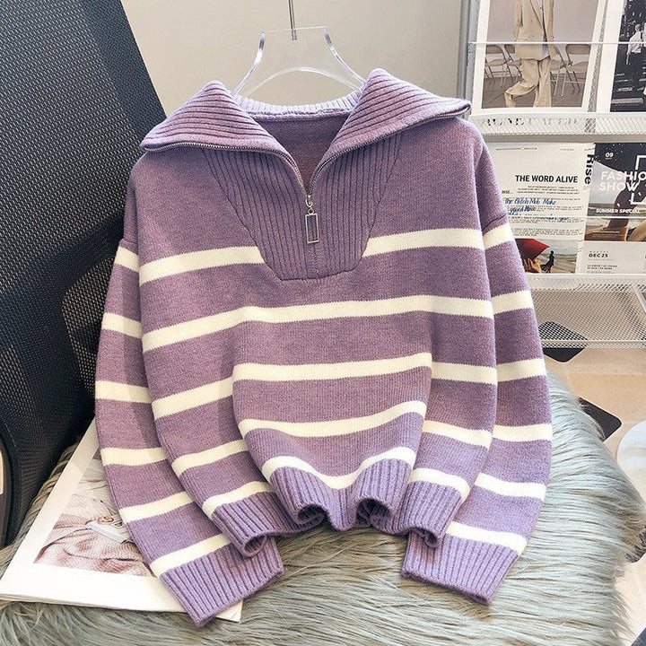 Ceathghleann - Striped Collar Sweater | Elina Dublin
