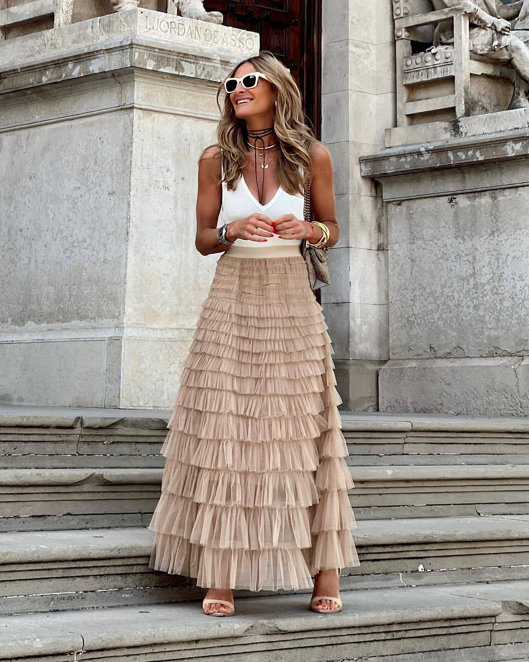 JOAN™ - Elegant Maxi Layered Cake Skirt | Elina Dublin
