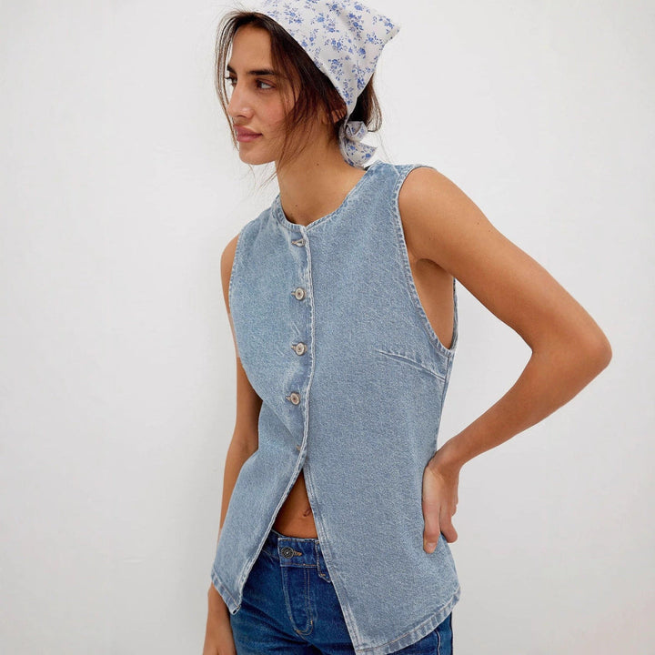 QERIDAD™ - Comfy Button Down Sleeveless Vest | Elina Dublin