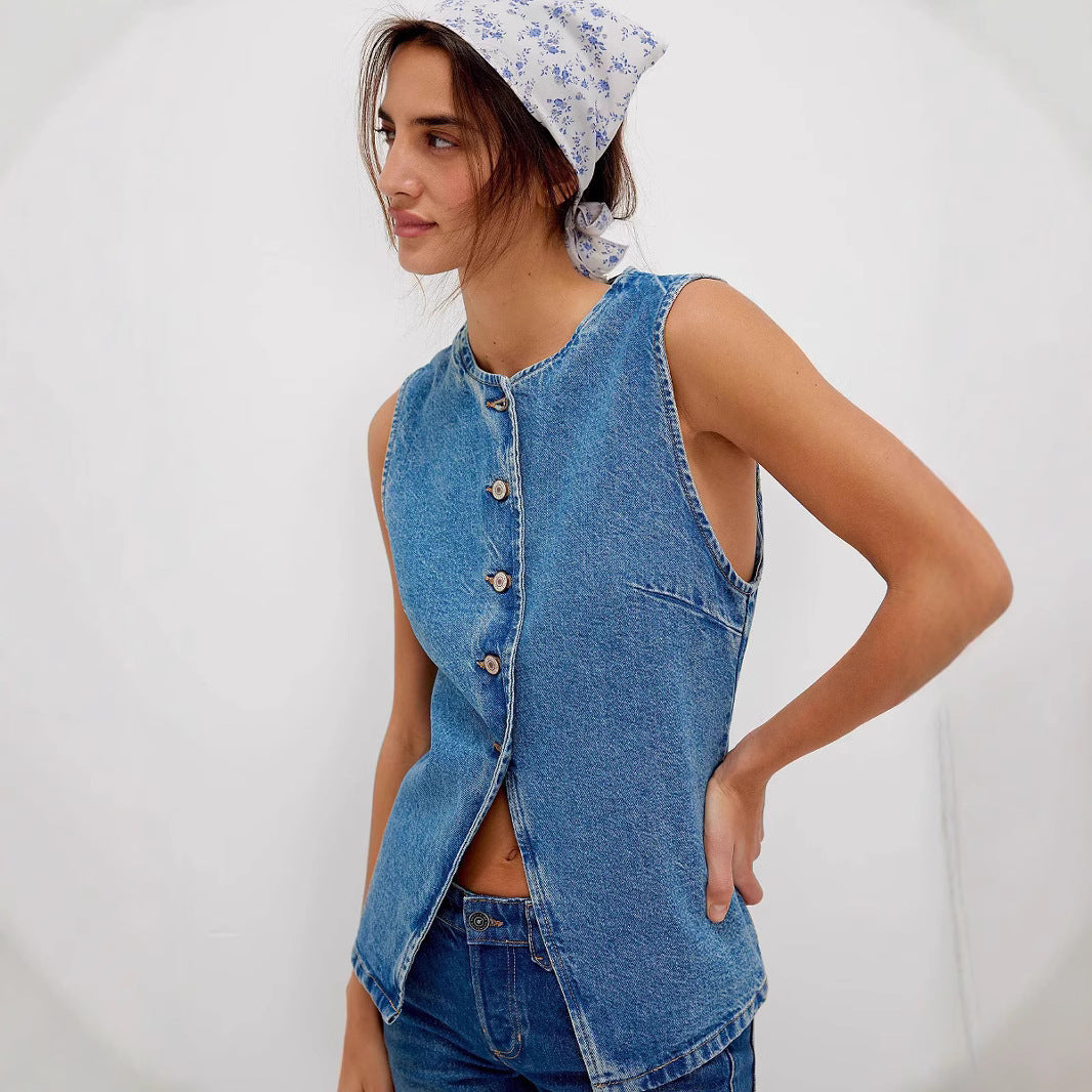 QERIDAD™ - Comfy Button Down Sleeveless Vest | Elina Dublin