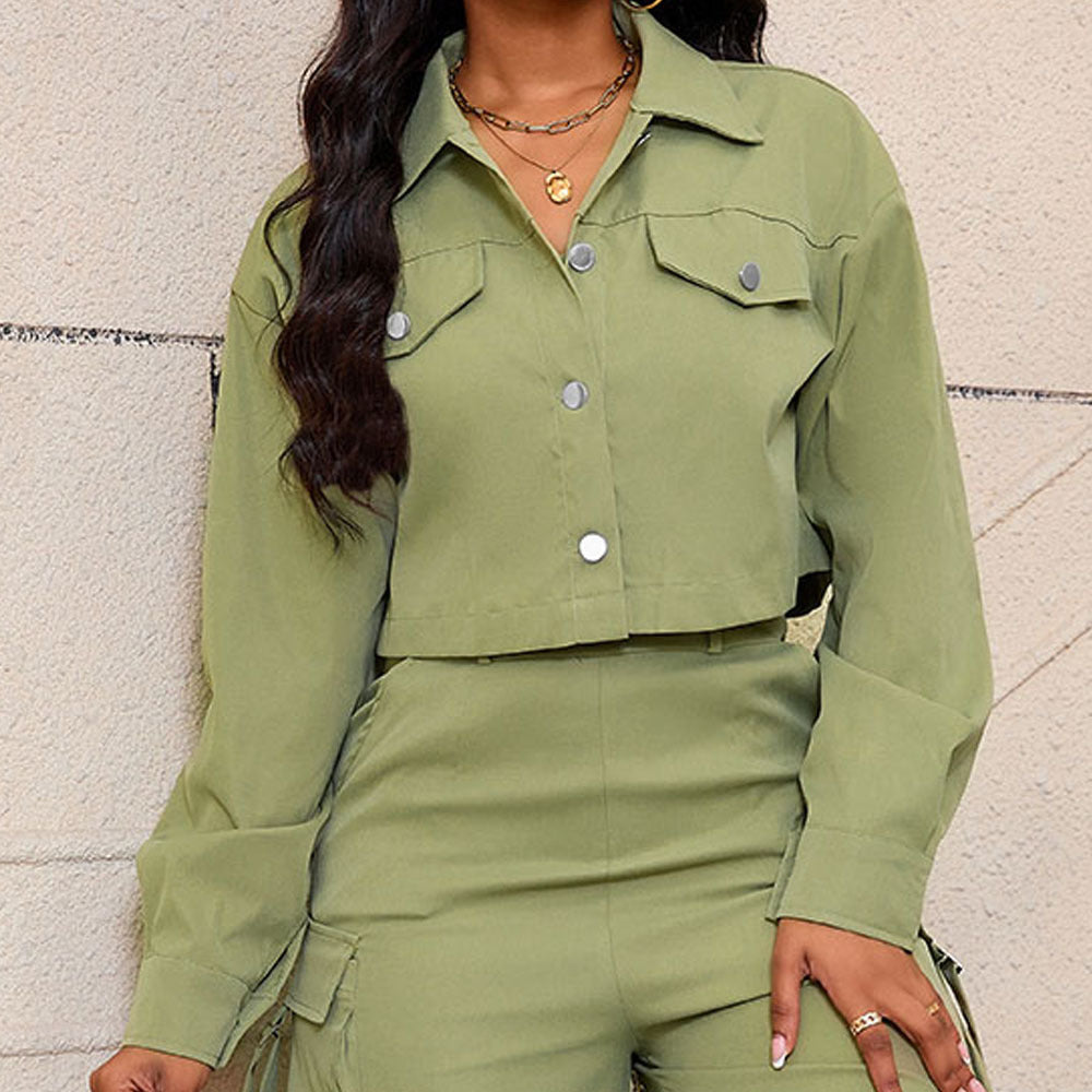 VELMA™ - Casual Button Down long Sleeve Crop Jacket | Elina Dublin