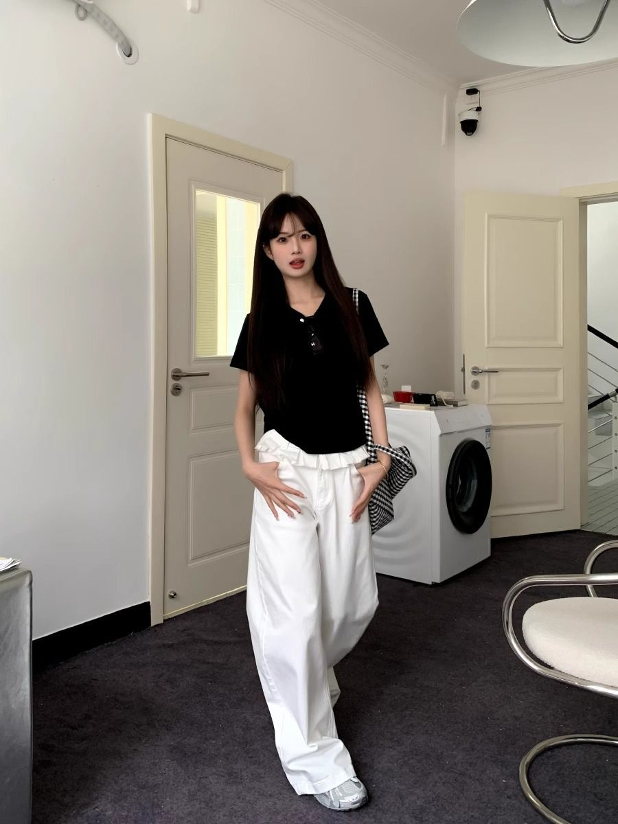 PAISLEY™ – Elegant Lace-Trimmed Wide-Leg Jeans | Elina Dublin