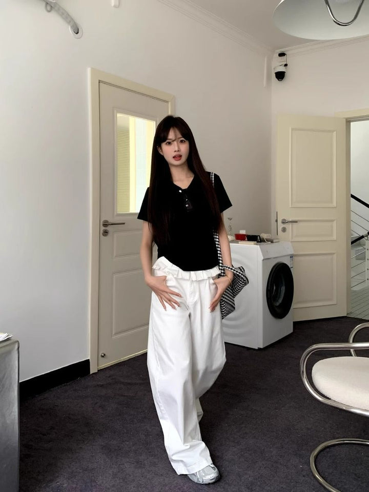 PAISLEY™ – Elegant Lace-Trimmed Wide-Leg Jeans | Elina Dublin