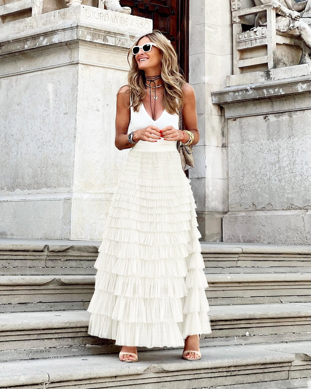 JOAN™ - Elegant Maxi Layered Cake Skirt | Elina Dublin