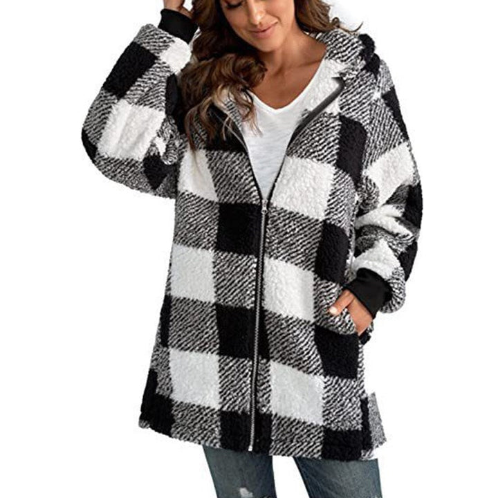 ARABELLA™ - Plaid Fleece Long Sleeve Hooded Coat | Elina Dublin