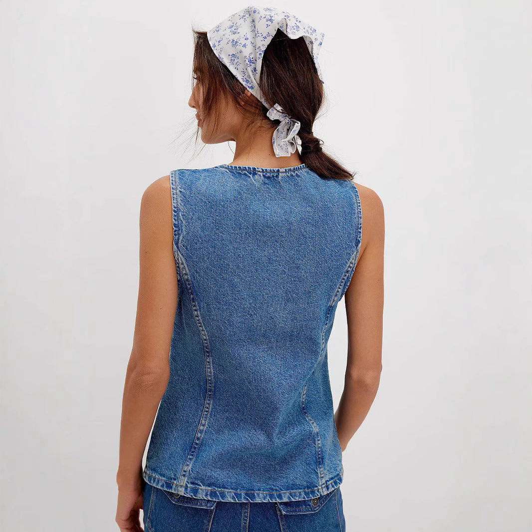 QERIDAD™ - Comfy Button Down Sleeveless Vest | Elina Dublin