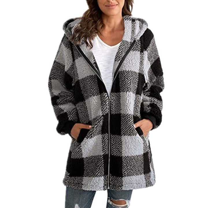 ARABELLA™ - Plaid Fleece Long Sleeve Hooded Coat | Elina Dublin