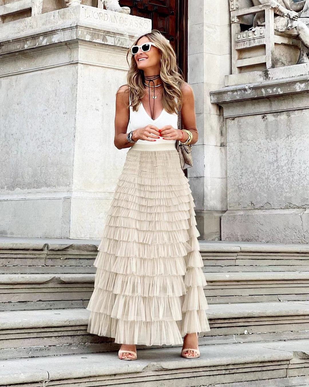 JOAN™ - Elegant Maxi Layered Cake Skirt | Elina Dublin