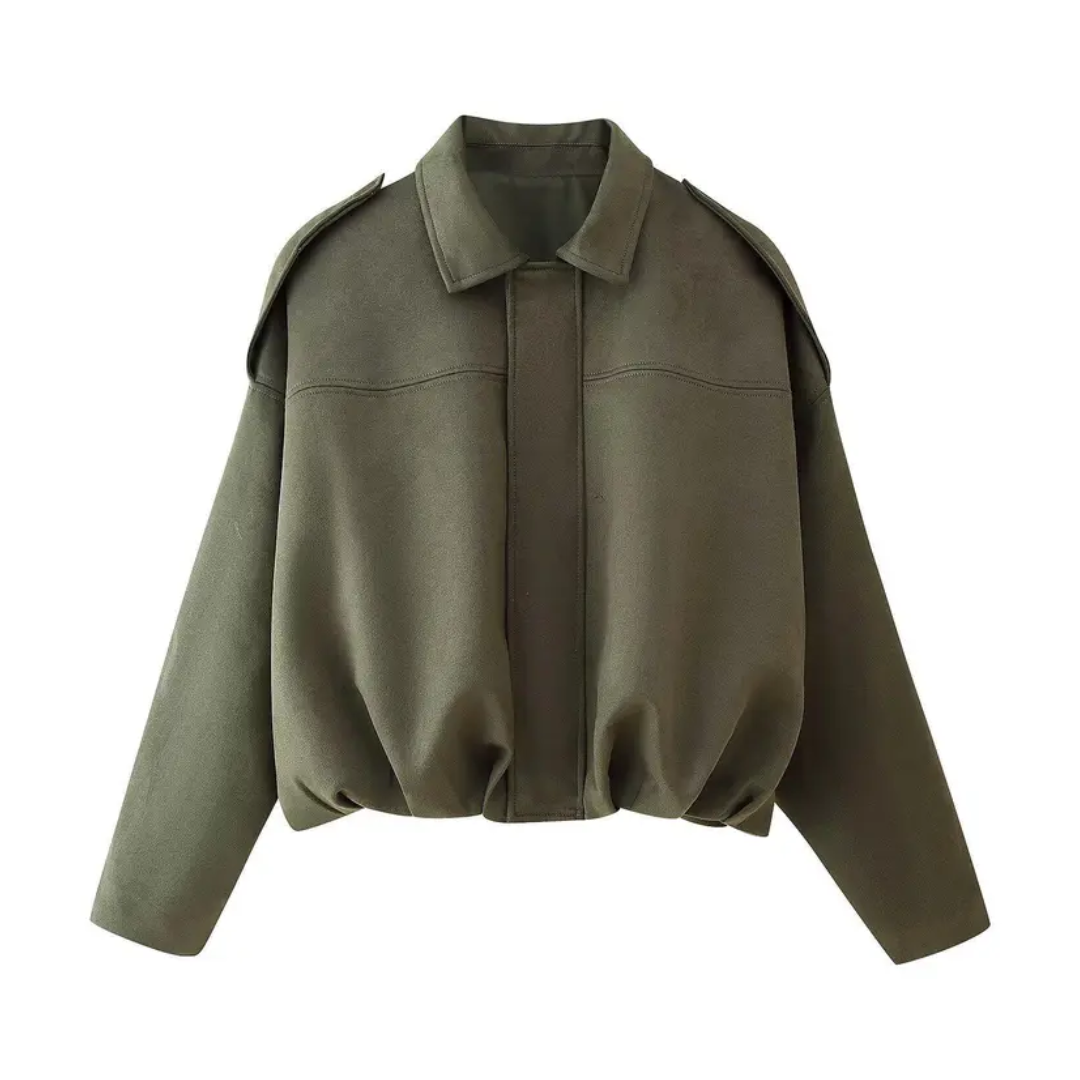 PETRA™ – Vintage Suede Epaulet Bomber Jacket | Elina Dublin