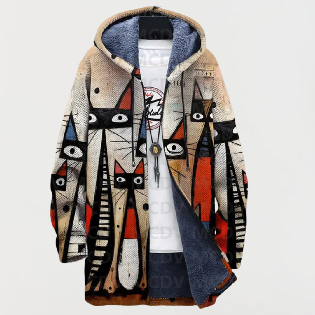 Abstract Pattern Coat with Cat | Elina Dublin