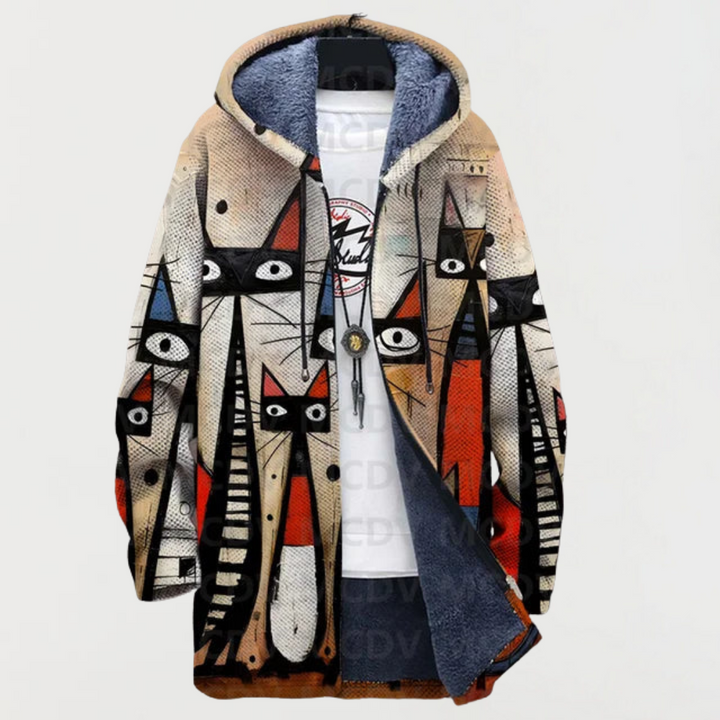 Abstract Pattern Coat with Cat | Elina Dublin