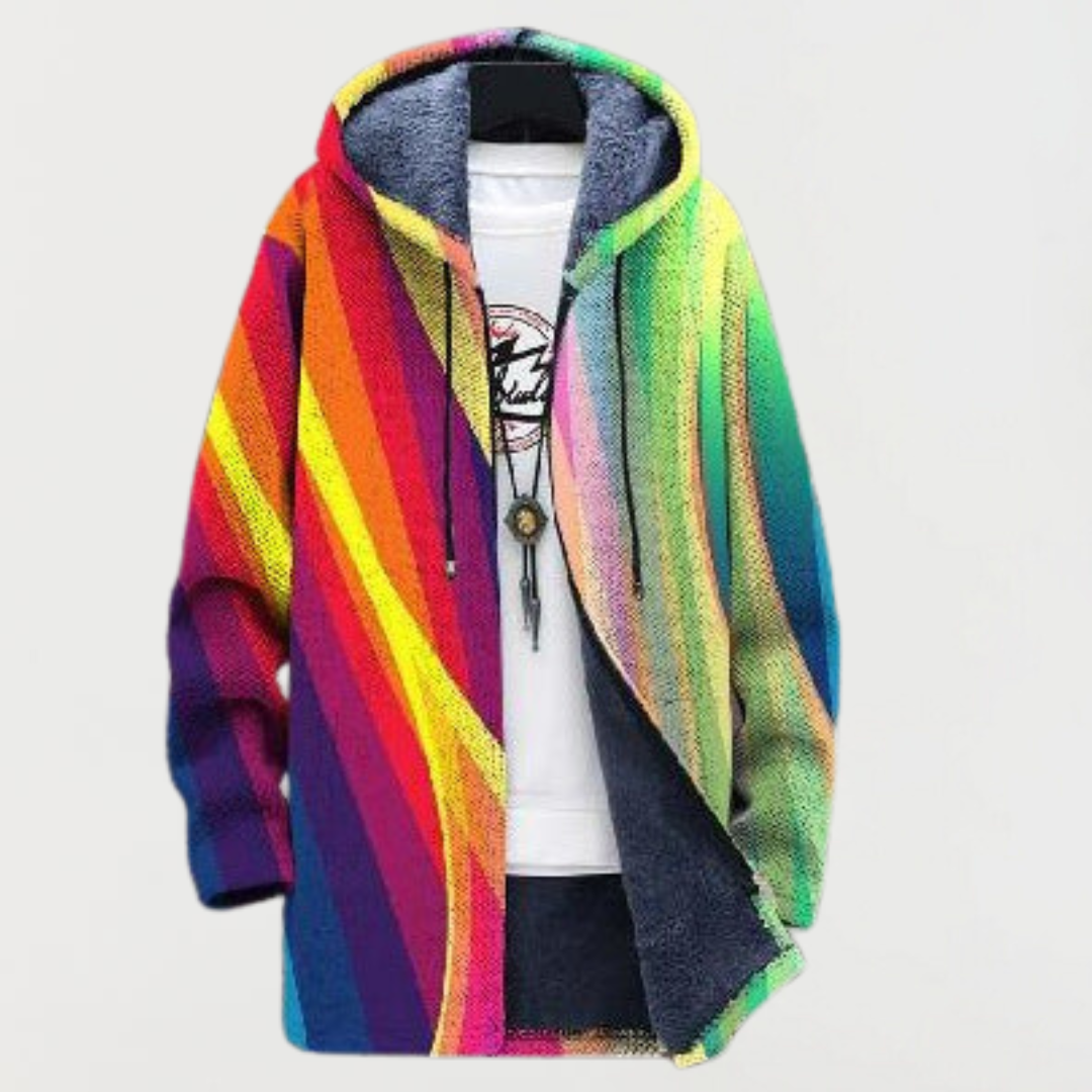Vera | Women's Rainbow-Stripe Hooded Coat | Elina Dublin