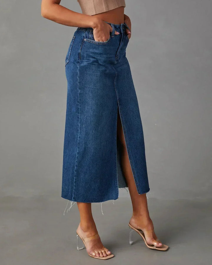 DENISE™ – Classic High-Waist Denim Skirt | Elina Dublin