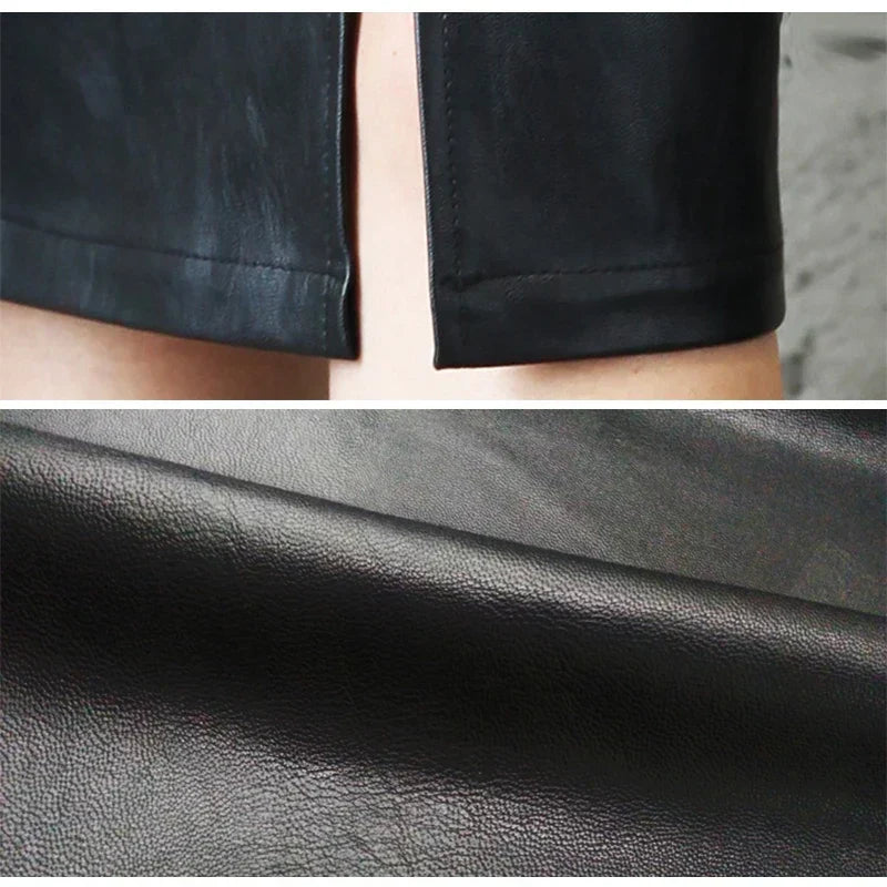 MONIQUE™ – Sleek Black Leather Pencil Skirt | Elina Dublin