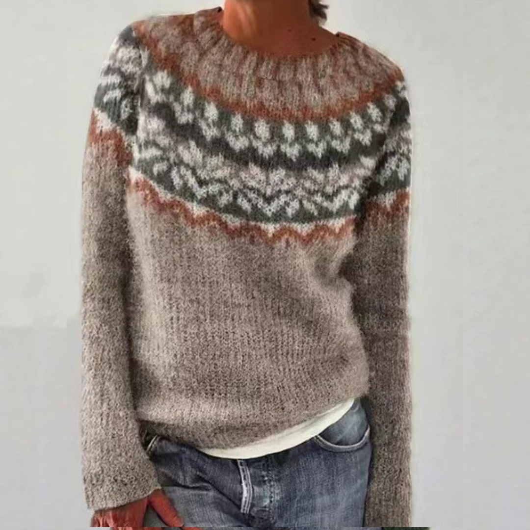 Tatjana | Grey Retro Jumper with Nordic Pattern | Elina Dublin
