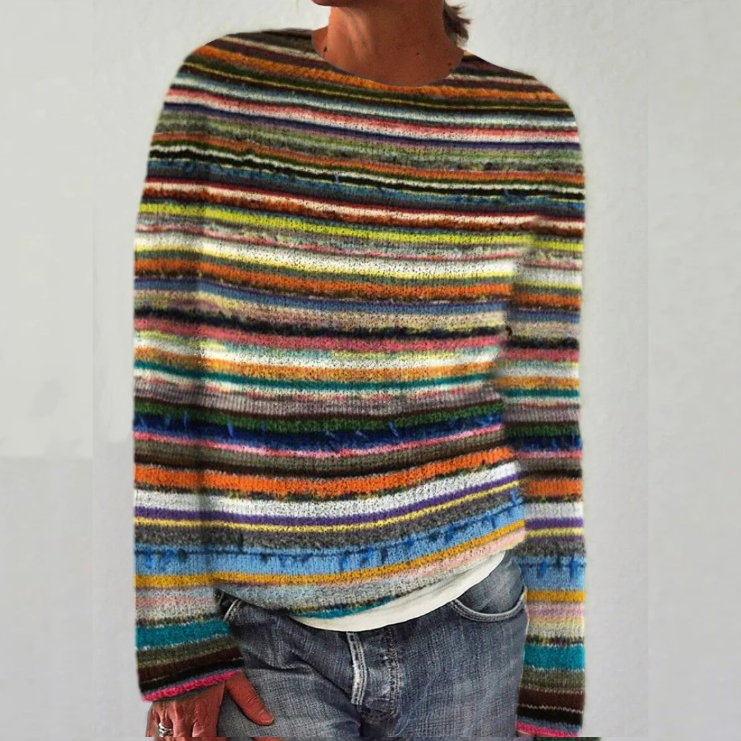 Esteri | Dark Retro Jumper with Colourful Stripes | Elina Dublin