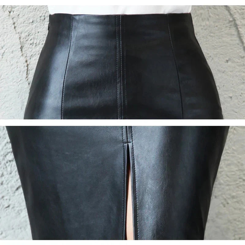 MONIQUE™ – Sleek Black Leather Pencil Skirt | Elina Dublin