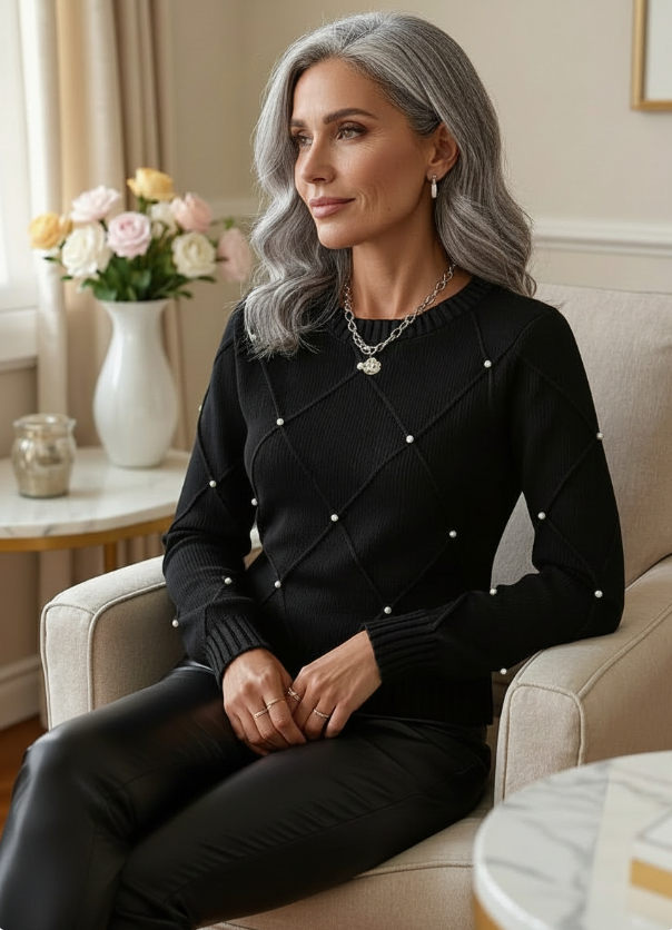 Marguerite™ – Elegant Sweater with Delicate Pearls | Elina Dublin