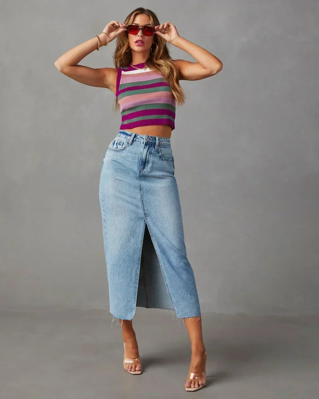 DENISE™ – Classic High-Waist Denim Skirt | Elina Dublin