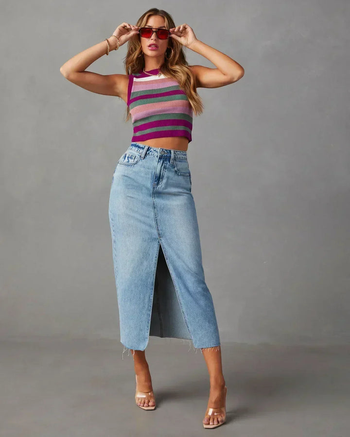DENISE™ – Classic High-Waist Denim Skirt | Elina Dublin