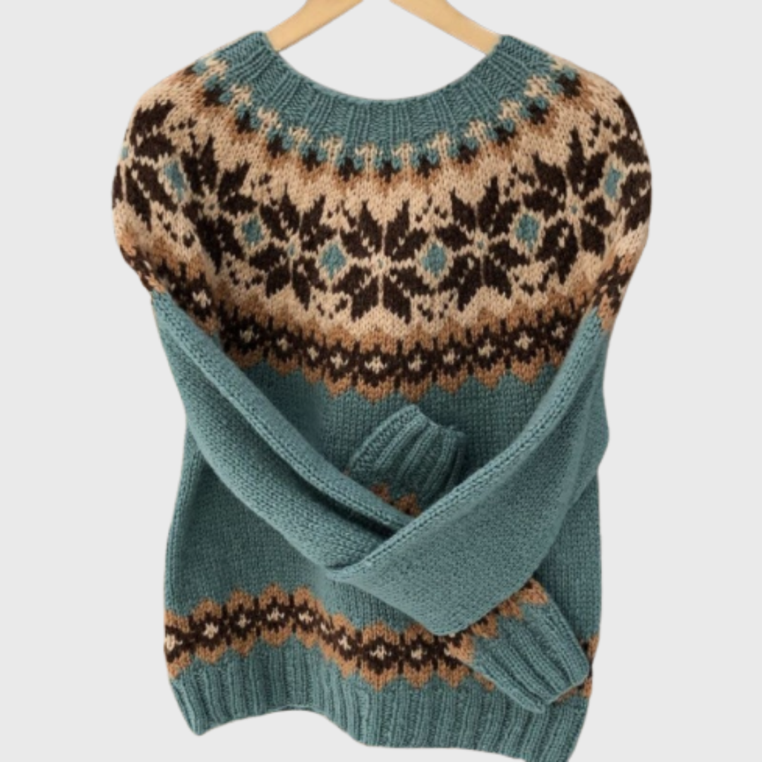 Ocean Pine | Green Jumper with Nordic Pattern | Elina Dublin