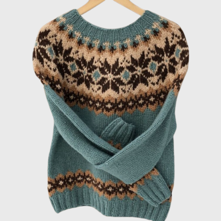 Ocean Pine | Green Jumper with Nordic Pattern | Elina Dublin