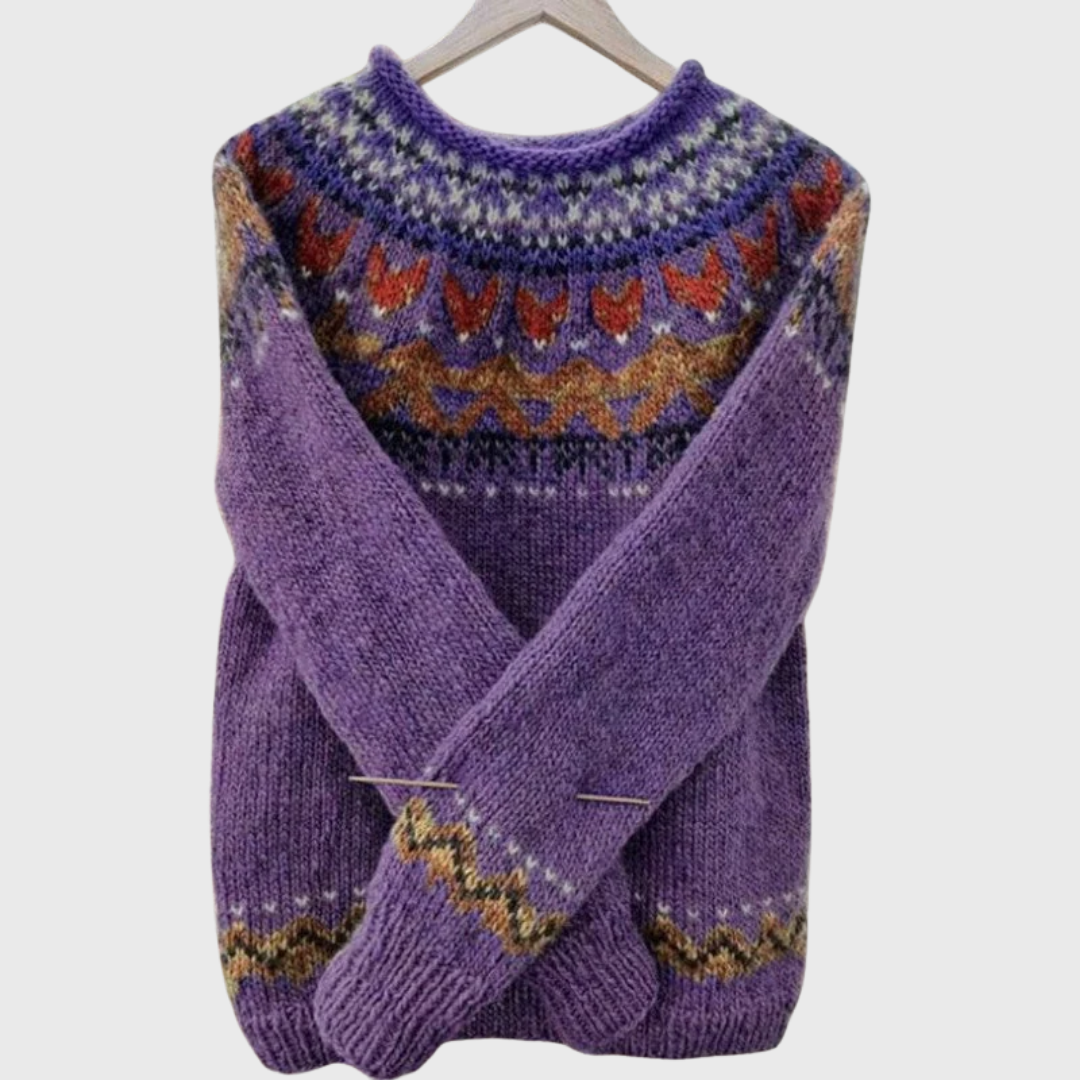 Plum Garden | Purple Jumper with Nordic Pattern | Elina Dublin