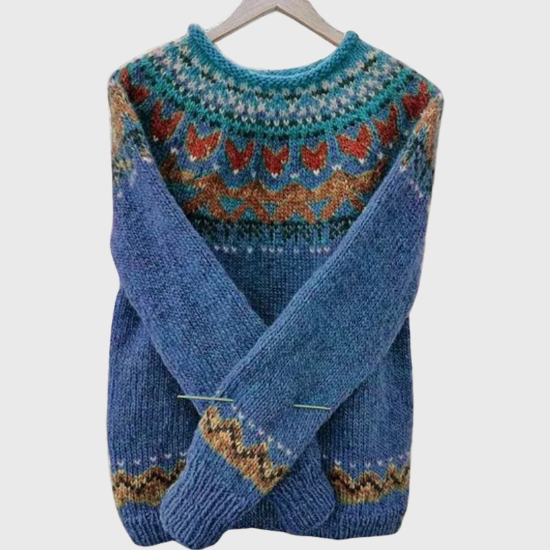 Mountain Horizon | Blue Jumper with Nordic Pattern | Elina Dublin