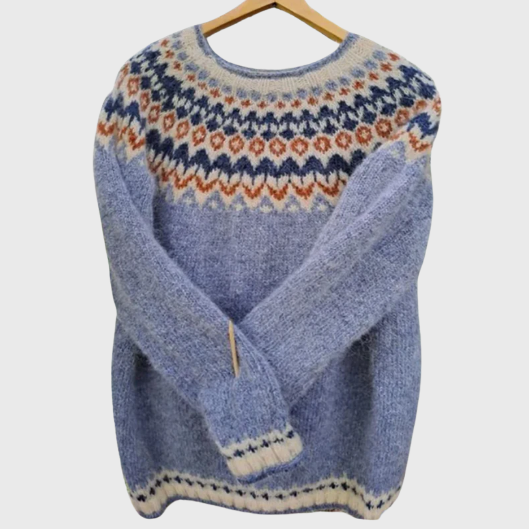 Granite Peak | Light Blue Jumper with Nordic Pattern | Elina Dublin