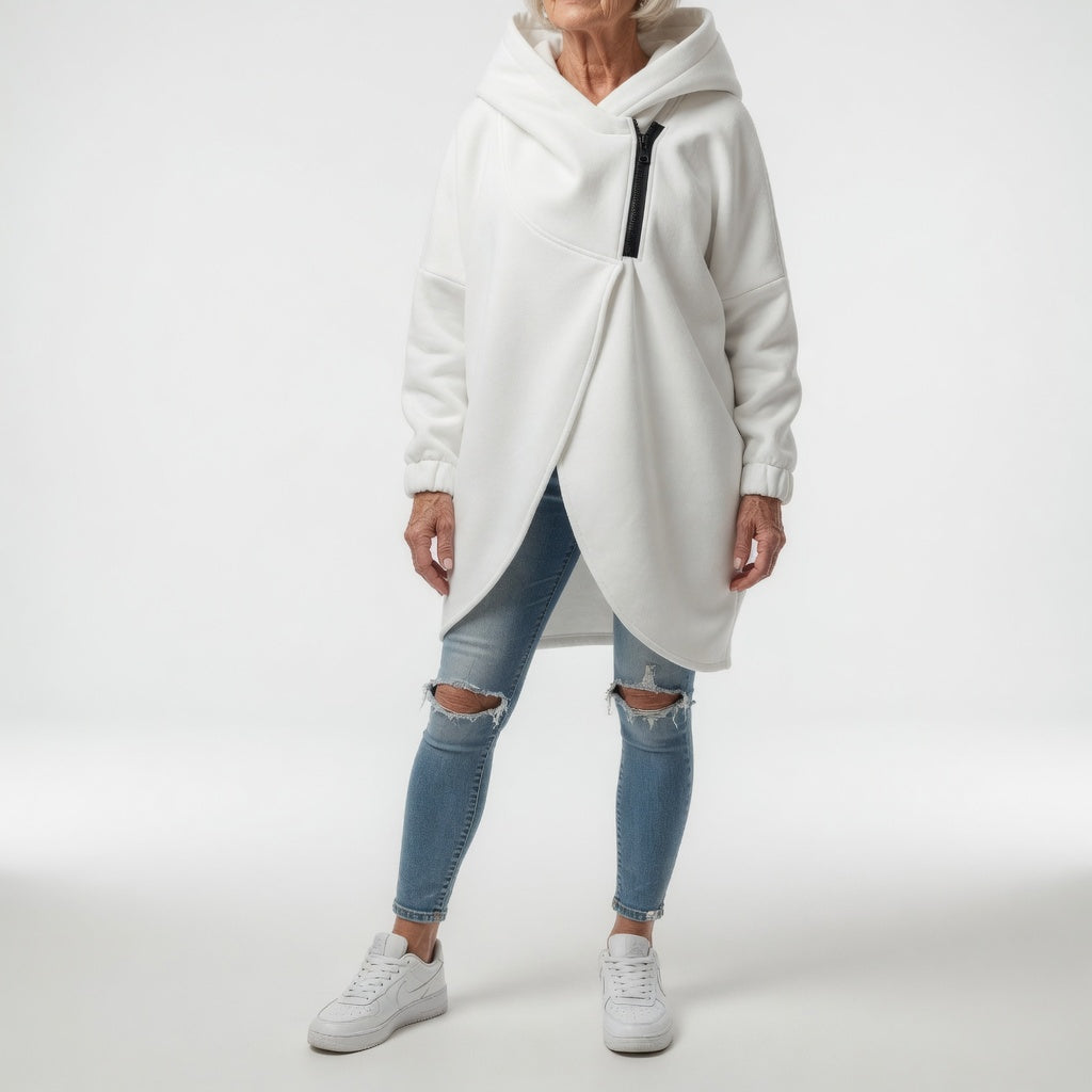 Doriane™ — Cosy Asymmetric Zip Sweatshirt, Urban Style | Elina Dublin