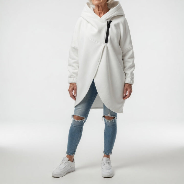 Doriane™ — Cosy Asymmetric Zip Sweatshirt, Urban Style | Elina Dublin