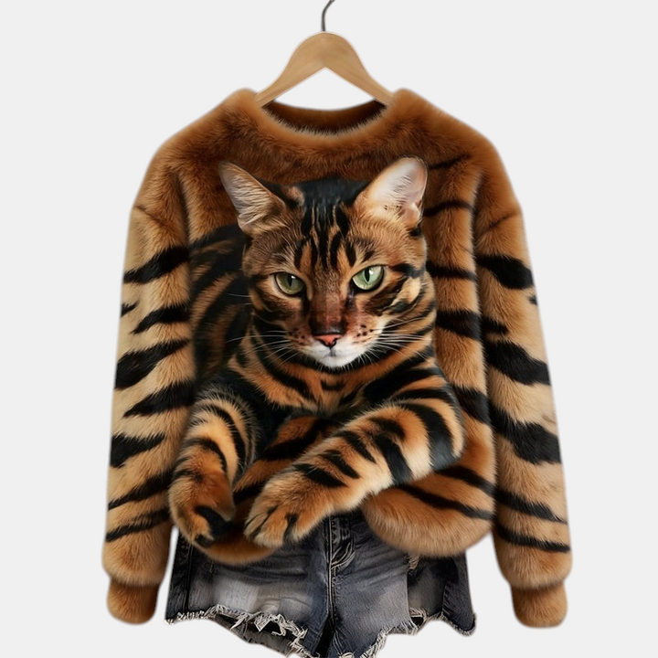 Marie™ | Soft Elegant Cat Print Sweater | Elina Dublin