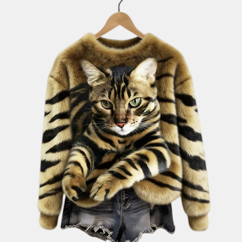 Marie™ | Soft Elegant Cat Print Sweater | Elina Dublin