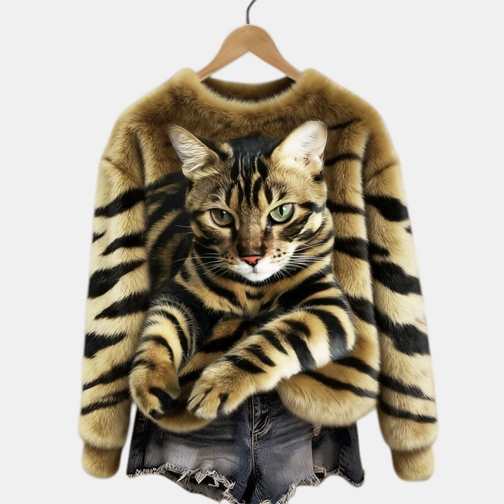 Marie™ | Soft Elegant Cat Print Sweater | Elina Dublin